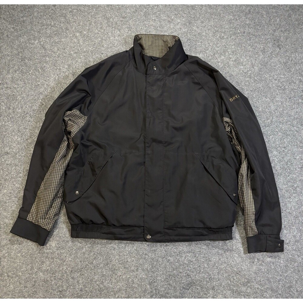 FootJoy DryJoys Jacket Men's Size XL Black Full Zip Windbreaker Golf